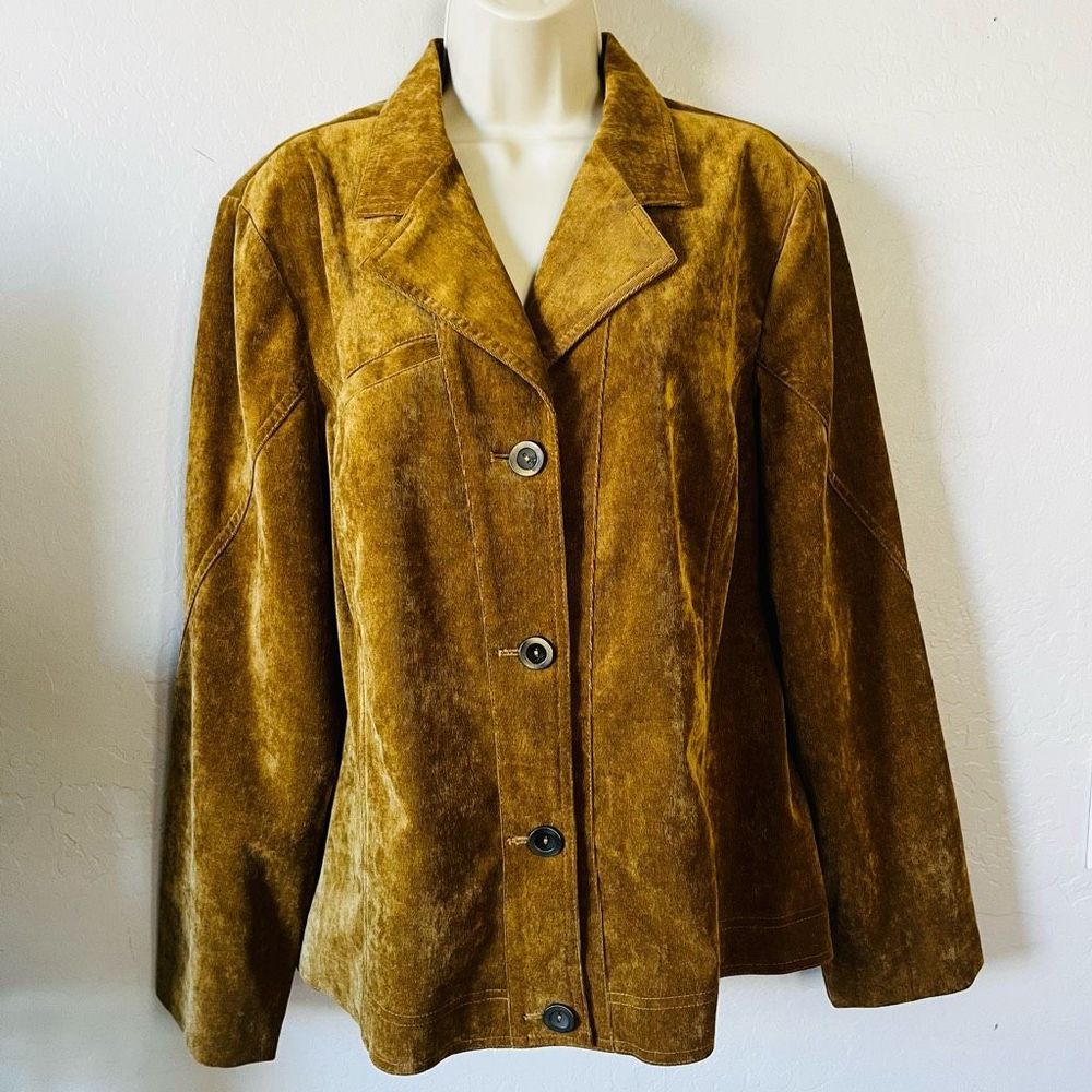 R.Q.T NWOT corduroy collared retro wide sleeve button down v neck jacket XL